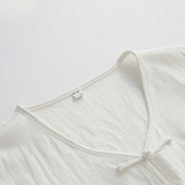 Buddha Stones Camiseta sin mangas para hombre estilo Tang de verano con botones de rana, abertura lateral y diseño calado, con bolsillos. - image 9