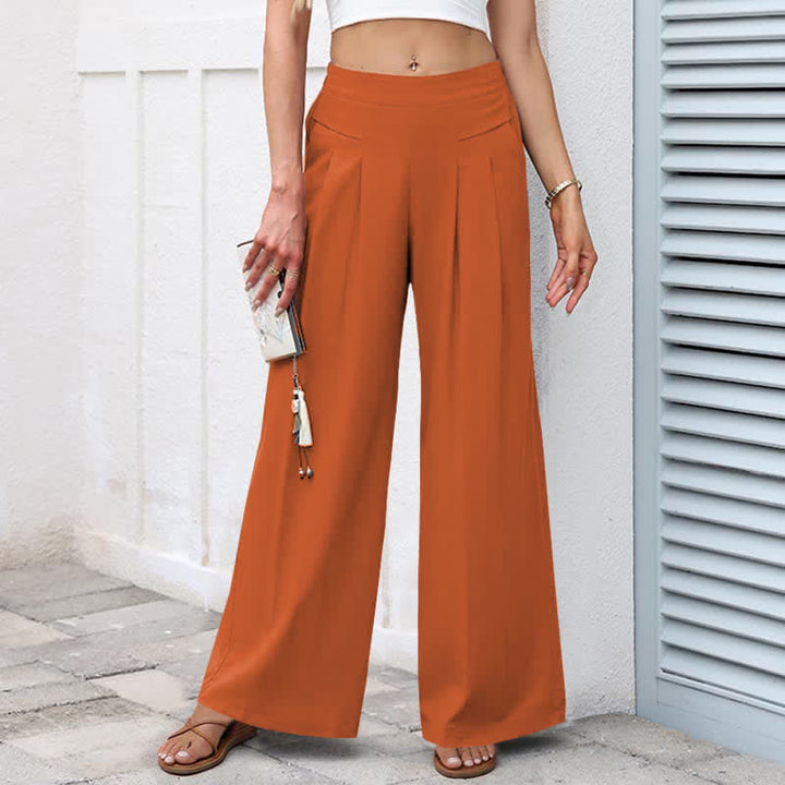 Buddha Stones Pantalones de mujer de algodón y lino de color liso, de talle alto y pierna ancha con bolsillos. - Naranja - US16，UK/AU20，EU48 (3XL) - image 17