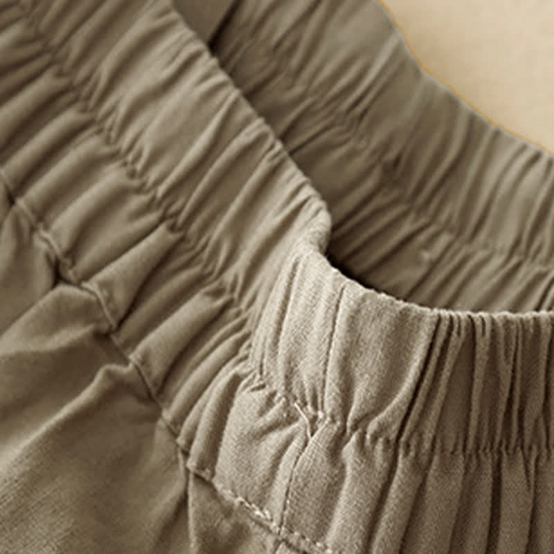 Buddha Stones Shorts minimalistas de verano para mujer con cintura elástica, botones y bolsillos. - image 3