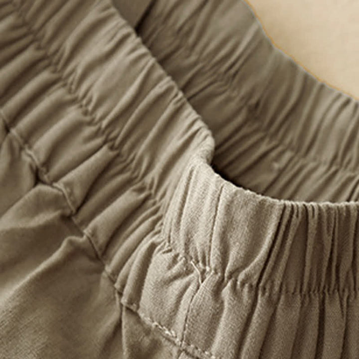 Buddha Stones Shorts minimalistas de verano para mujer con cintura elástica, botones y bolsillos. - image 3