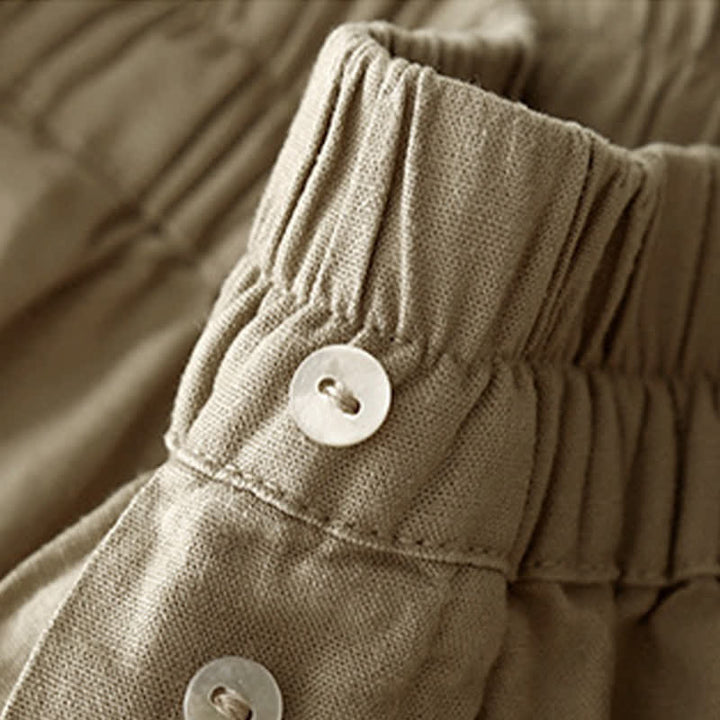 Buddha Stones Shorts minimalistas de verano para mujer con cintura elástica, botones y bolsillos. - image 4