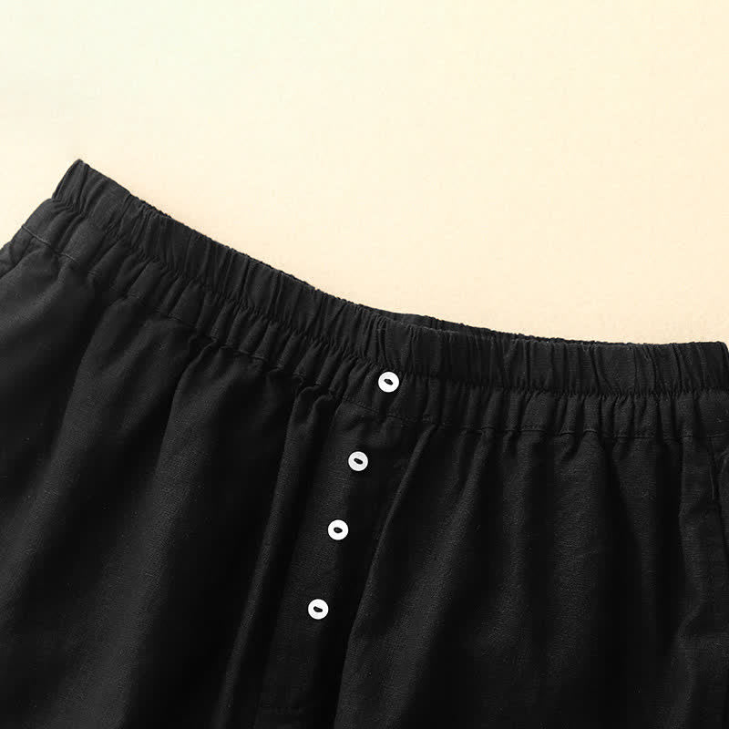 Buddha Stones Shorts minimalistas de verano para mujer con cintura elástica, botones y bolsillos. - image 10