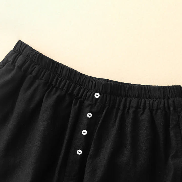 Buddha Stones Shorts minimalistas de verano para mujer con cintura elástica, botones y bolsillos. - image 10