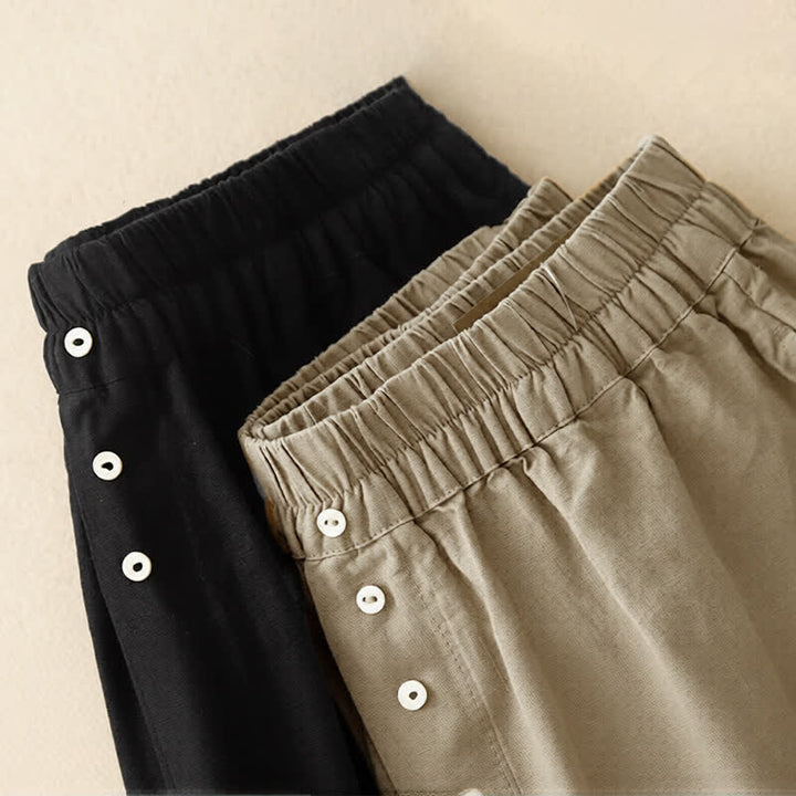 Buddha Stones Shorts minimalistas de verano para mujer con cintura elástica, botones y bolsillos. - image 17