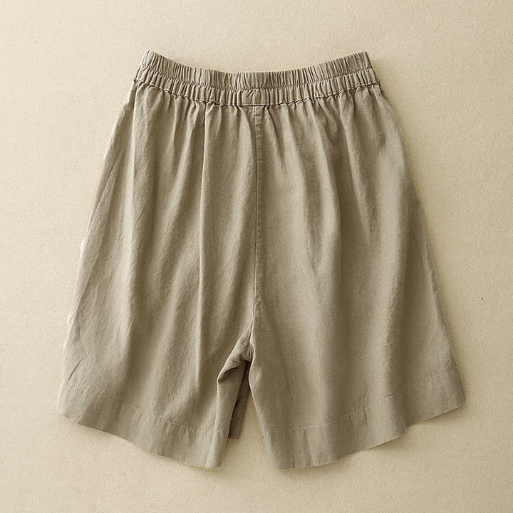 Buddha Stones Shorts minimalistas de verano para mujer con cintura elástica, botones y bolsillos. - image 1