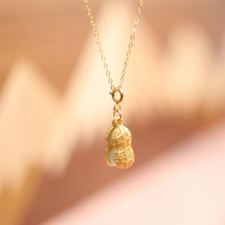 Buddha Stones Colgante de plata de ley 925 con jade Hetian en forma de cacahuete y símbolo de prosperidad. - image 2