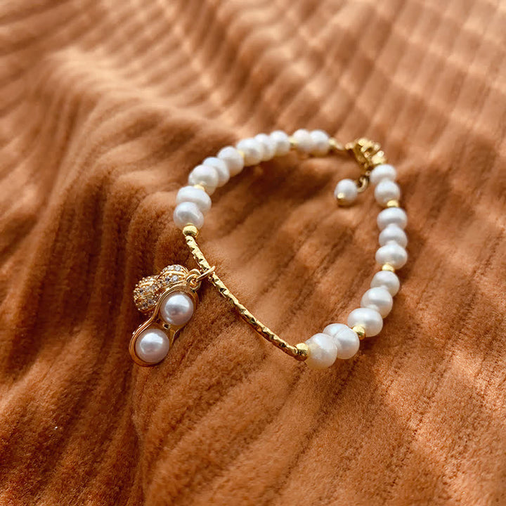 Buddha Stones Pulsera de sabiduría con cuentas de perlas y cacahuetes: Las cosas buenas suceden - image 2