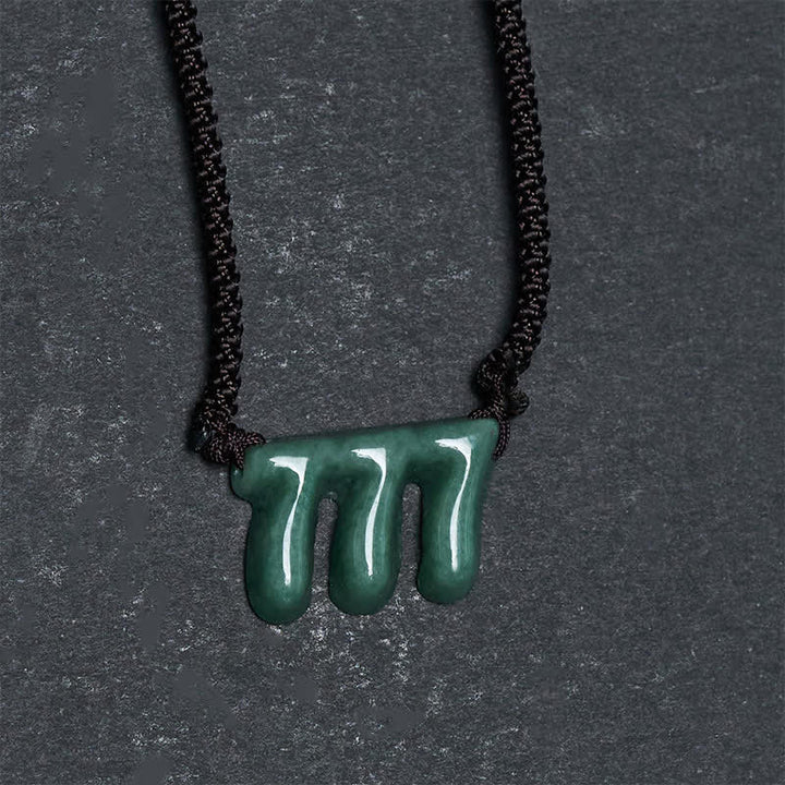 Buddha Stones Collar con colgante de jade verde natural con el número angelical 777, símbolo de prosperidad. - image 7
