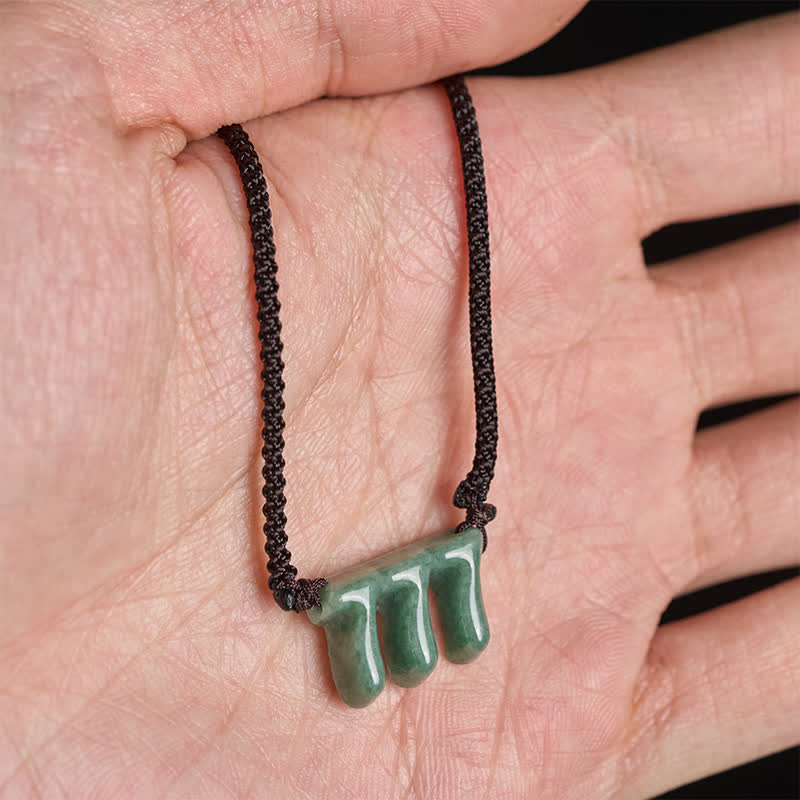 Buddha Stones Collar con colgante de jade verde natural con el número angelical 777, símbolo de prosperidad. - image 8