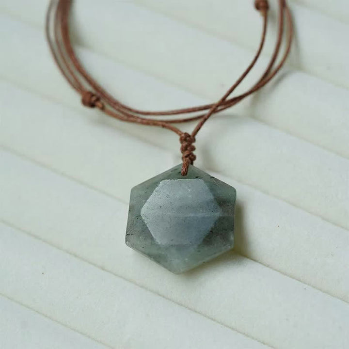 Buddha Stones Colgante de collar curativo con forma de Estrella de David tallada en cuarzo transparente, ágata india y amatista. - Labradorita - image 28