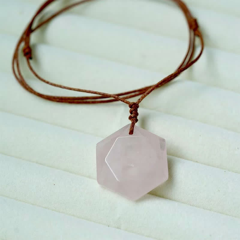 Buddha Stones Colgante de collar curativo con forma de Estrella de David tallada en cuarzo transparente, ágata india y amatista. - Cuarzo rosa - image 18