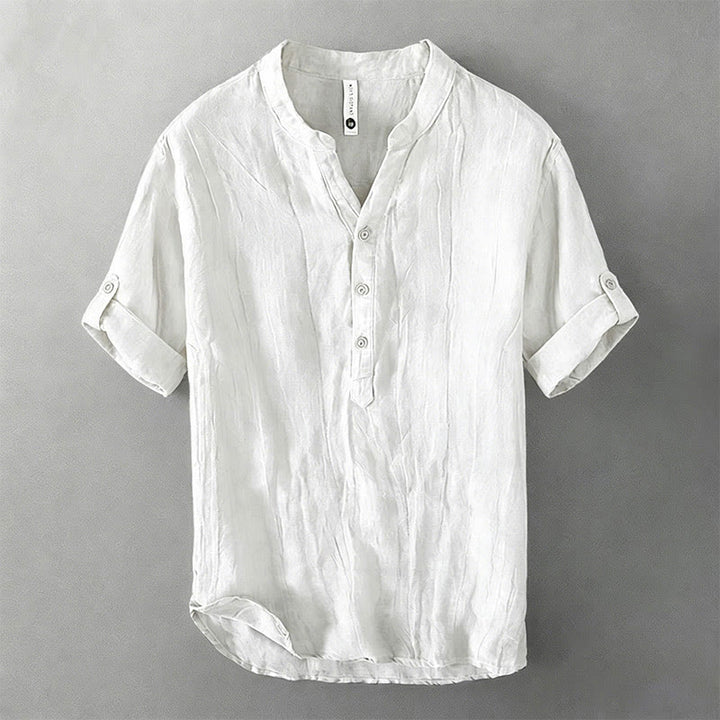 Buddha Stones Camisa de manga corta para hombre, de algodón y lino, con diseño de media manga y mangas enrolladas, ideal para el verano. - Blanco - US/UK/AU46, UE 56 (3XL) - image 14