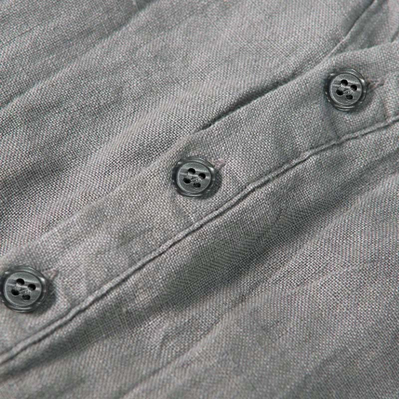 Buddha Stones Camisa de manga corta para hombre, de algodón y lino, con diseño de media manga y mangas enrolladas, ideal para el verano. - image 3