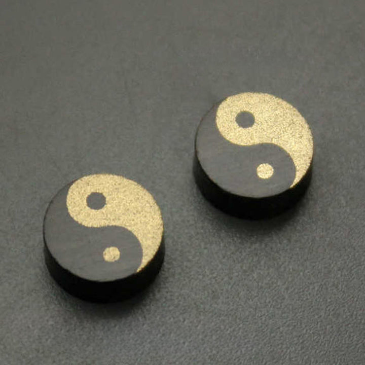 Buddha Stones Pendientes de botón de madera de ébano con equilibrio Yin Yang - image 10