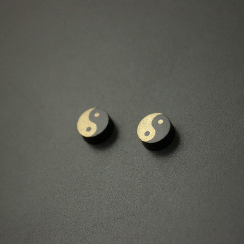 Buddha Stones Pendientes de botón de madera de ébano con equilibrio Yin Yang - image 9