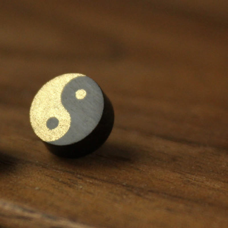 Buddha Stones Pendientes de botón de madera de ébano con equilibrio Yin Yang - image 11