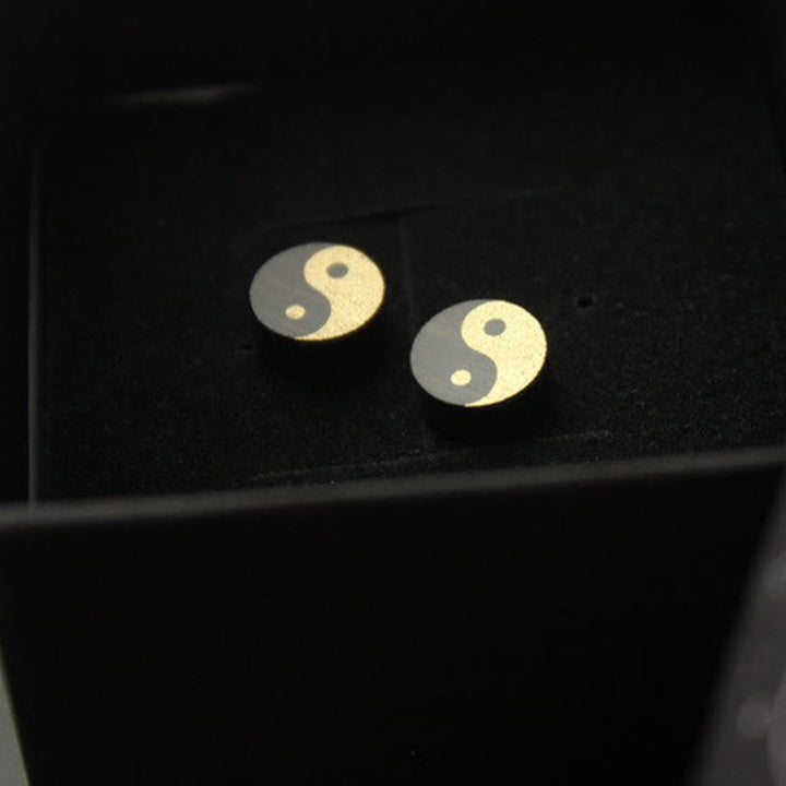 Buddha Stones Pendientes de botón de madera de ébano con equilibrio Yin Yang - image 12