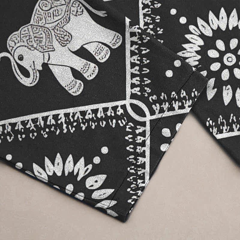 Buddha Stones Pantalones de hombre de algodón con estampado de mandala de elefante y corte ajustado, con bolsillos. - image 3