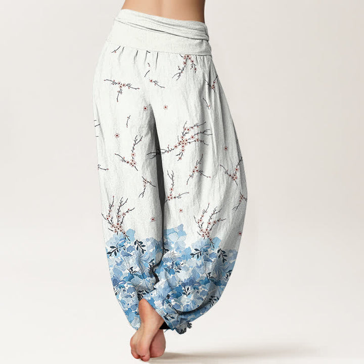Buddha Stones Pantalones harem de algodón estilo boho con estampado floral de ramas y cintura elástica para mujer. - image 8