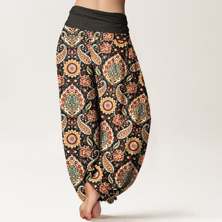 Buddha Stones Pantalones harem de algodón con estampado bohemio de mandala y cachemir para mujer, con cintura elástica. - image 2