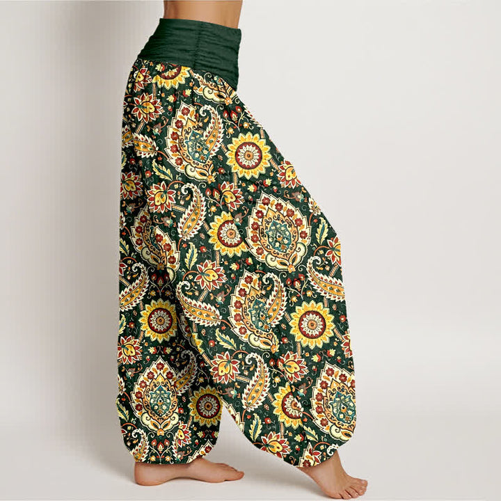 Buddha Stones Pantalones harem de algodón con estampado bohemio de mandala y cachemir para mujer, con cintura elástica. - image 4