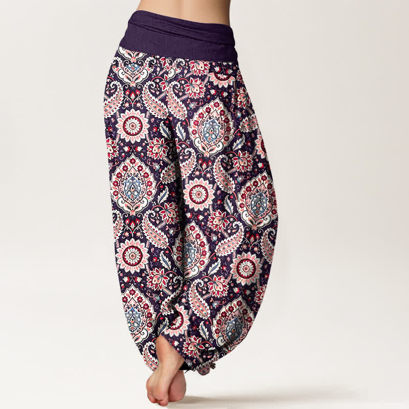 Buddha Stones Pantalones harem de algodón con estampado bohemio de mandala y cachemir para mujer, con cintura elástica. - image 8