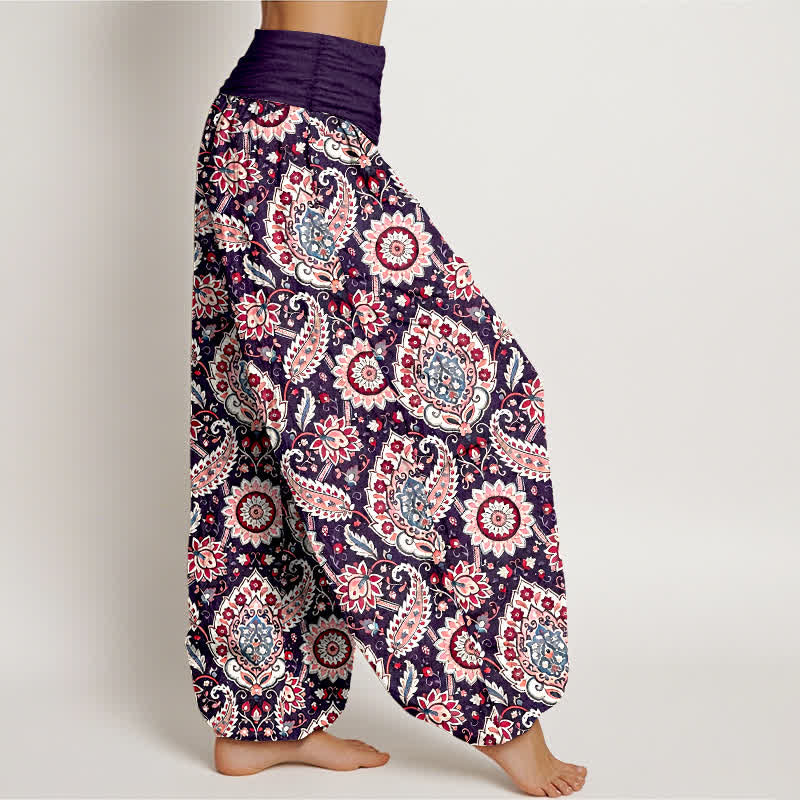 Buddha Stones Pantalones harem de algodón con estampado bohemio de mandala y cachemir para mujer, con cintura elástica. - image 7
