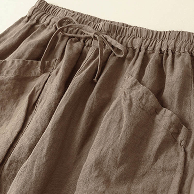 Pantalones capri tipo harem lisos con bolsillos para mujer de Buddha Stones Commute - image 1
