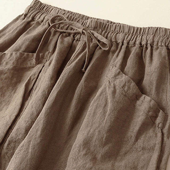 Pantalones capri tipo harem lisos con bolsillos para mujer de Buddha Stones Commute - image 1