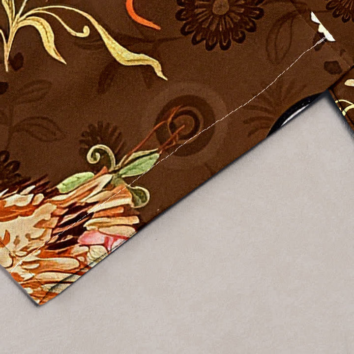 Buddha Stones Pantalones de mujer de algodón puro blanco con estampado floral de grullas y cintura elástica con bolsillos. - image 1