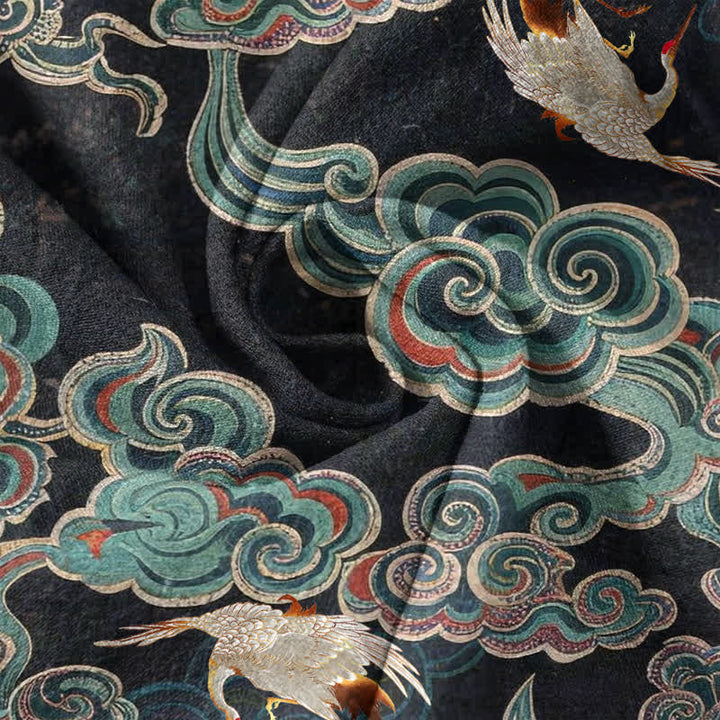 Buddha Stones Camisa de manga corta con medio botón para hombre, de algodón, con estampado de peces koi y loto. - image 4