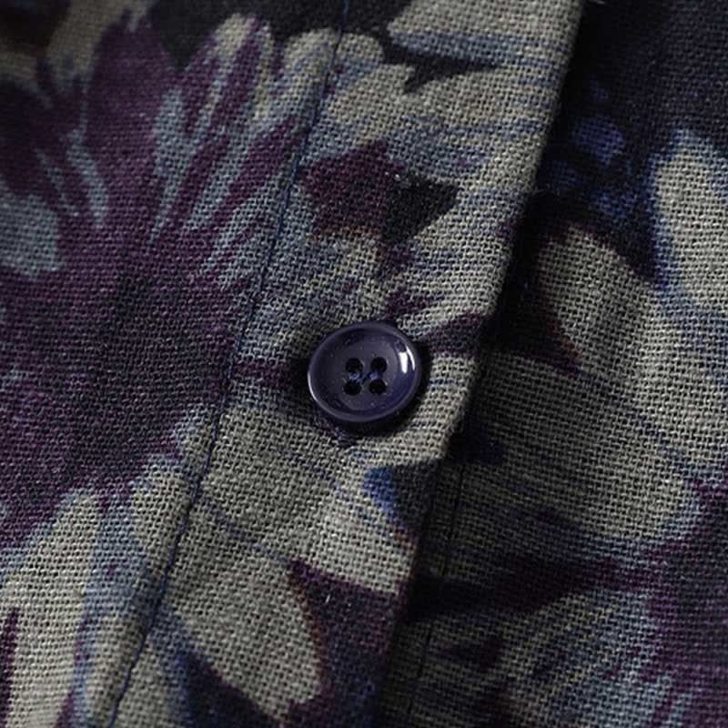 Buddha Stones Vestido de mujer de estilo vintage de primavera con cuello mandarín, botones, estampado floral, mangas hasta el codo y bolsillos. - image 8
