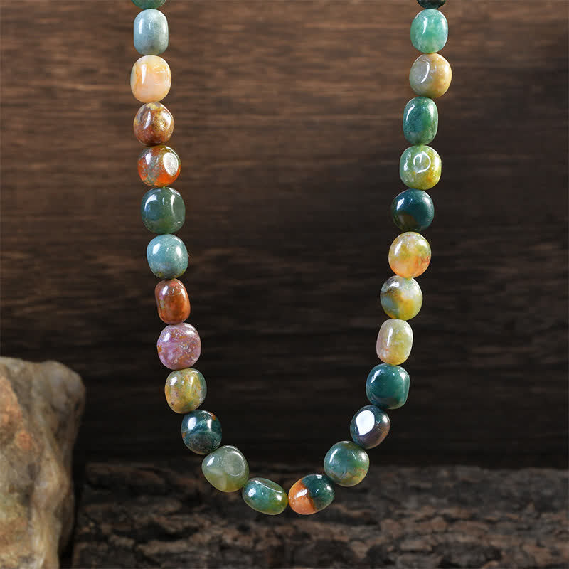 Buddha Stones Collar con cuentas de cristal de formas irregulares de ágata india natural - image 1