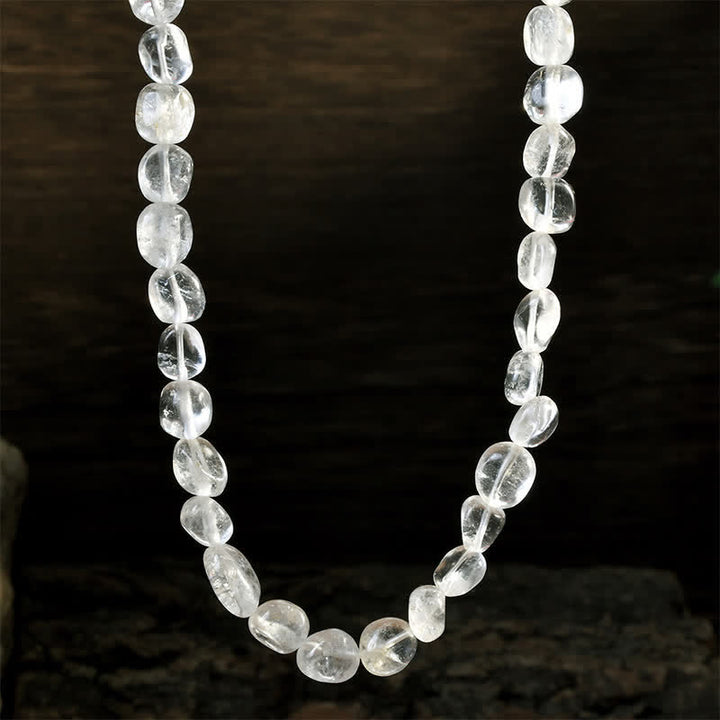 Buddha Stones Collar con cuentas de cristal de formas irregulares de ágata india natural - Cuarzo transparente natural (el color puede variar) - image 3