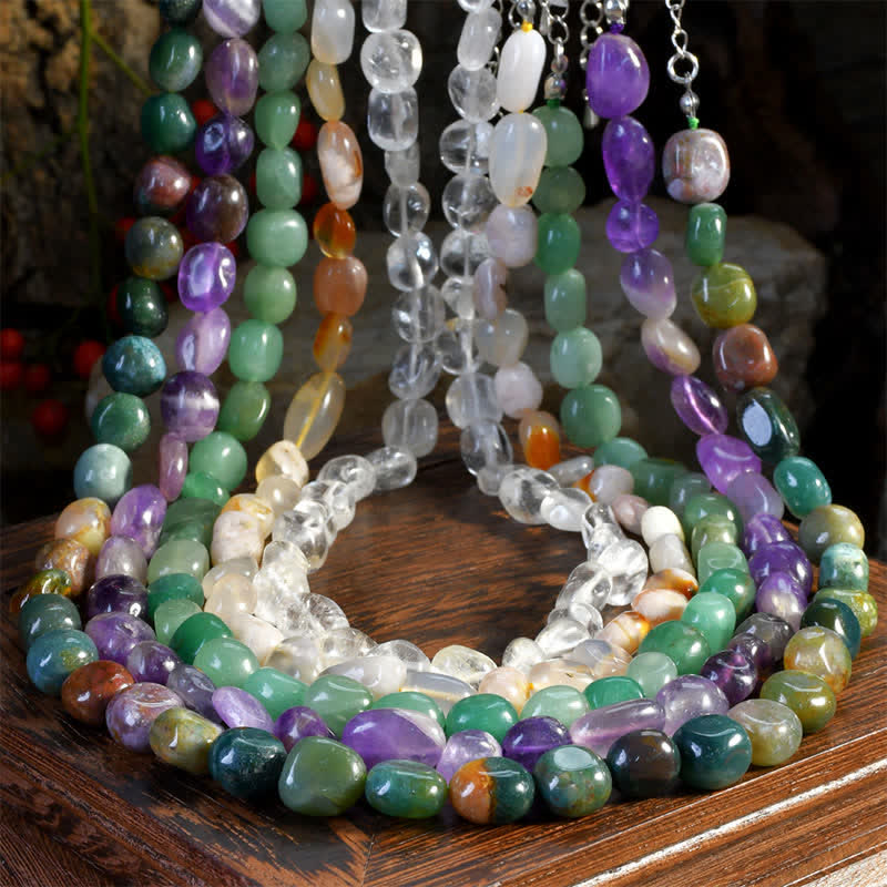 Buddha Stones Collar con cuentas de cristal de formas irregulares de ágata india natural - image 12