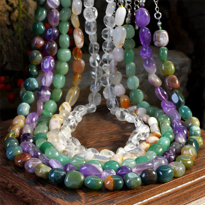 Buddha Stones Collar con cuentas de cristal de formas irregulares de ágata india natural - image 12