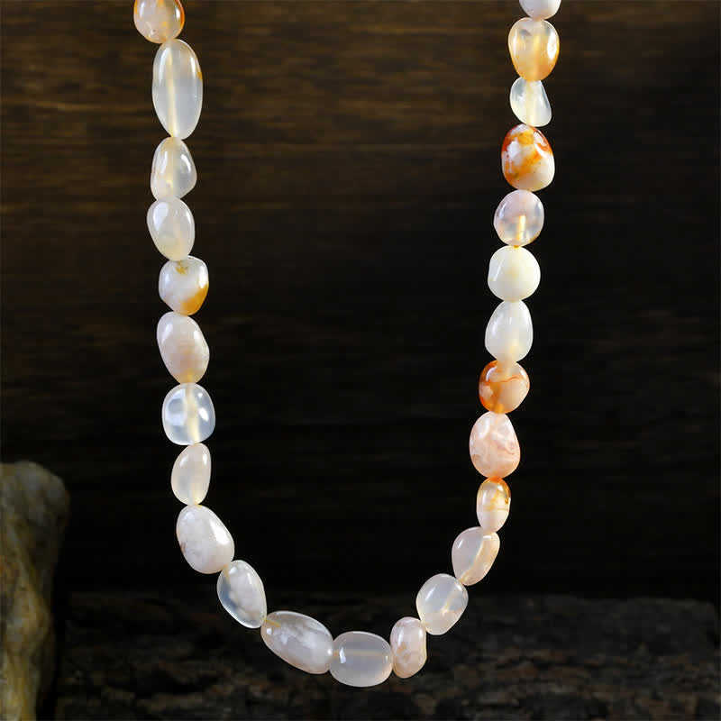 Buddha Stones Collar con cuentas de cristal de formas irregulares de ágata india natural - Ágata Sakura natural (el color puede variar) - image 5