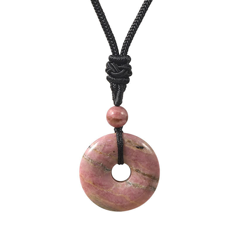 Buddha Stones Collar con hebilla de la paz y ágata gris rodonita natural - Rodonita natural (el color puede variar) - image 1