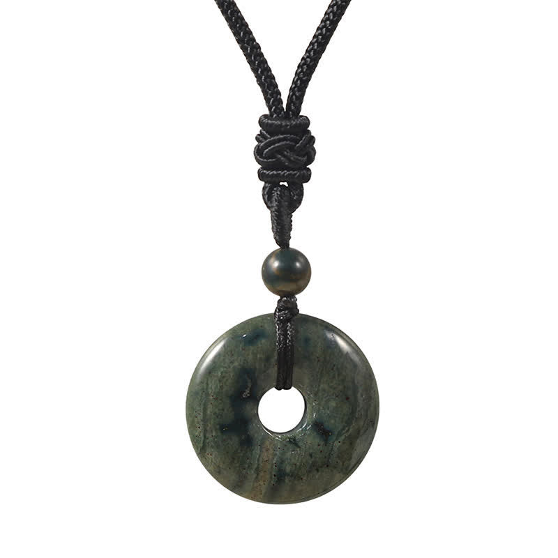 Buddha Stones Collar con hebilla de la paz y ágata gris rodonita natural - Ágata india natural (el color puede variar) - image 11