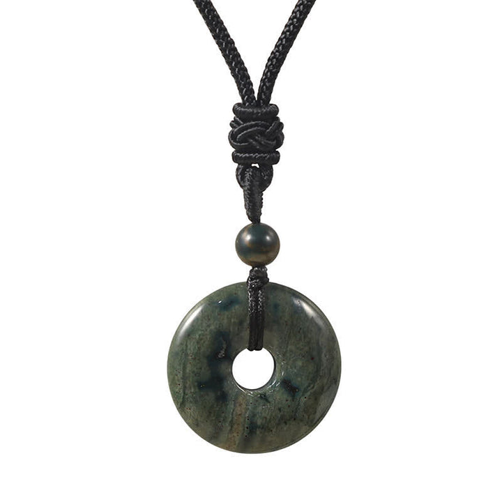 Buddha Stones Collar con hebilla de la paz y ágata gris rodonita natural - Ágata india natural (el color puede variar) - image 11