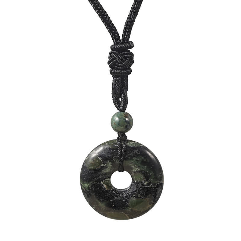 Buddha Stones Collar con hebilla de la paz y ágata gris rodonita natural - Ojo de tigre verde natural (el color puede variar) - image 13