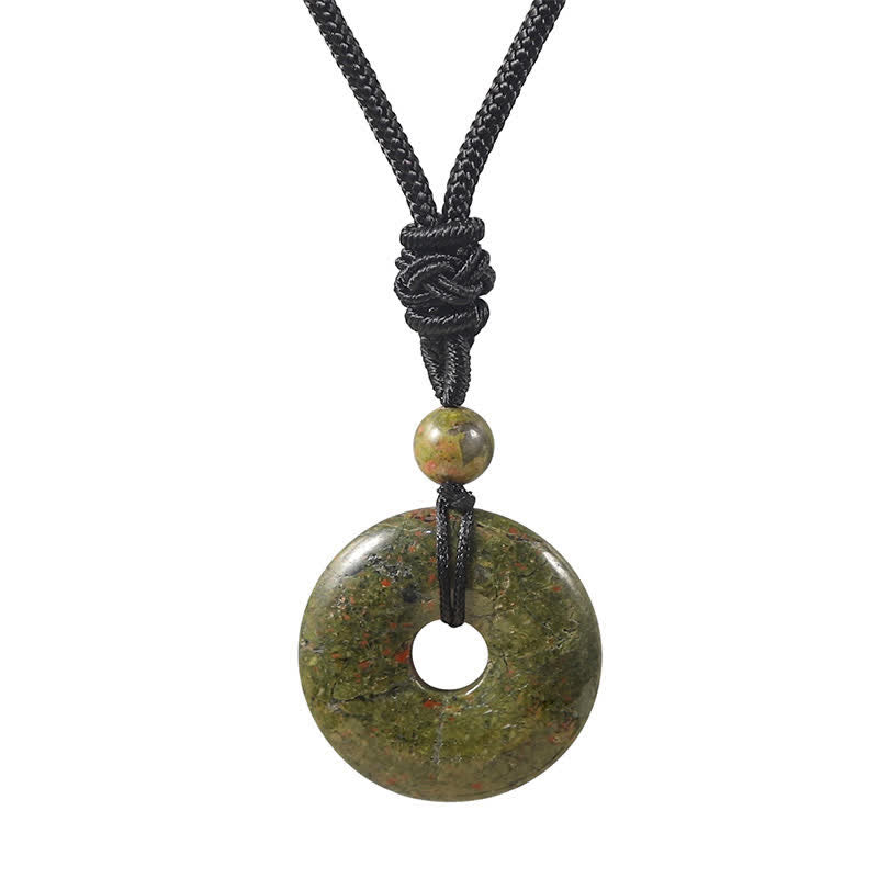 Buddha Stones Collar con hebilla de la paz y ágata gris rodonita natural - Unakita natural (el color puede variar) - image 7