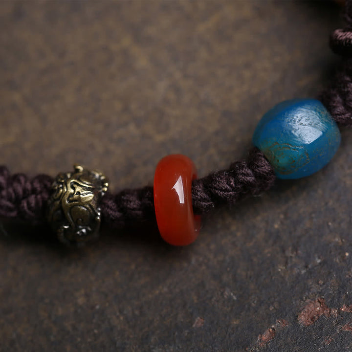 Buddha Stones Pulsera de la suerte de cuerda trenzada Bone PiXiu - image 4