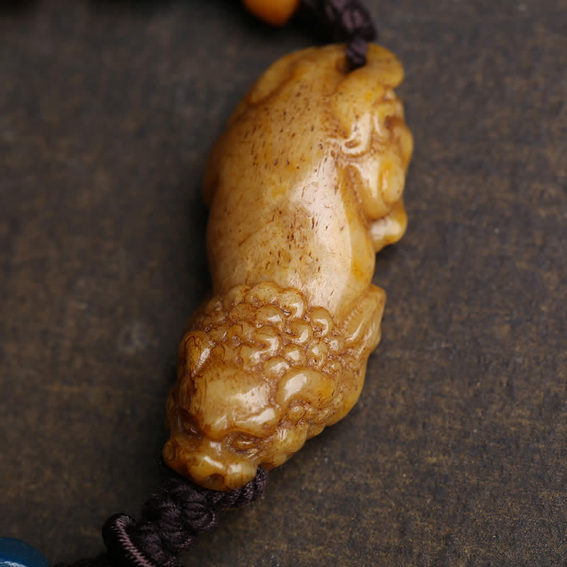 Buddha Stones Pulsera de la suerte de cuerda trenzada Bone PiXiu - image 3