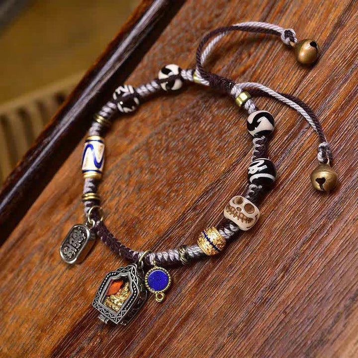 Buddha Stones Pulsera de la compasión con cuerda trenzada de Buda de cobre - image 1
