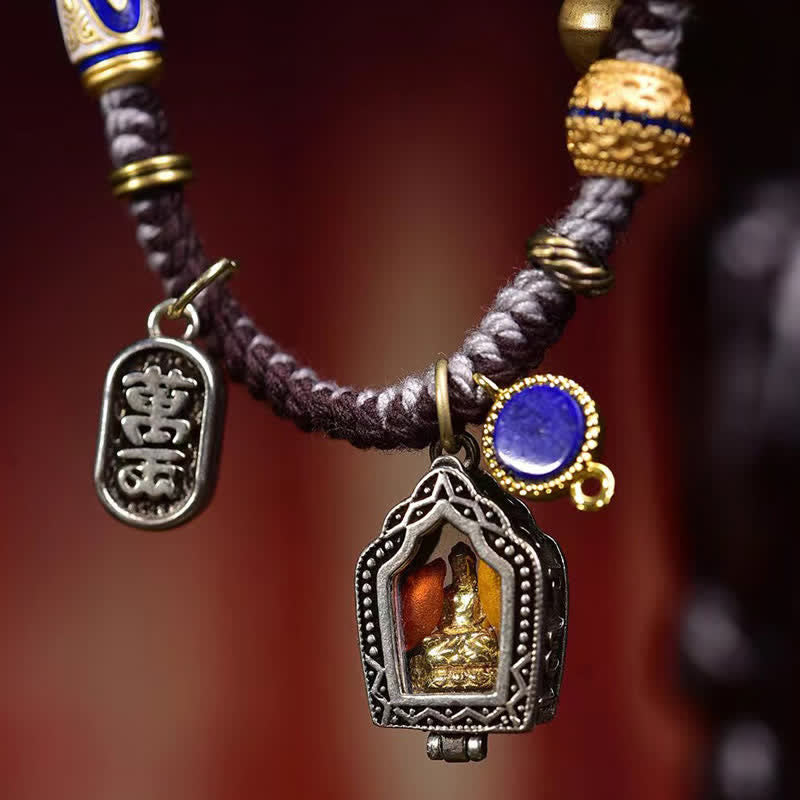 Buddha Stones Pulsera de la compasión con cuerda trenzada de Buda de cobre - image 4