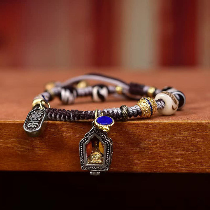 Buddha Stones Pulsera de la compasión con cuerda trenzada de Buda de cobre - image 3