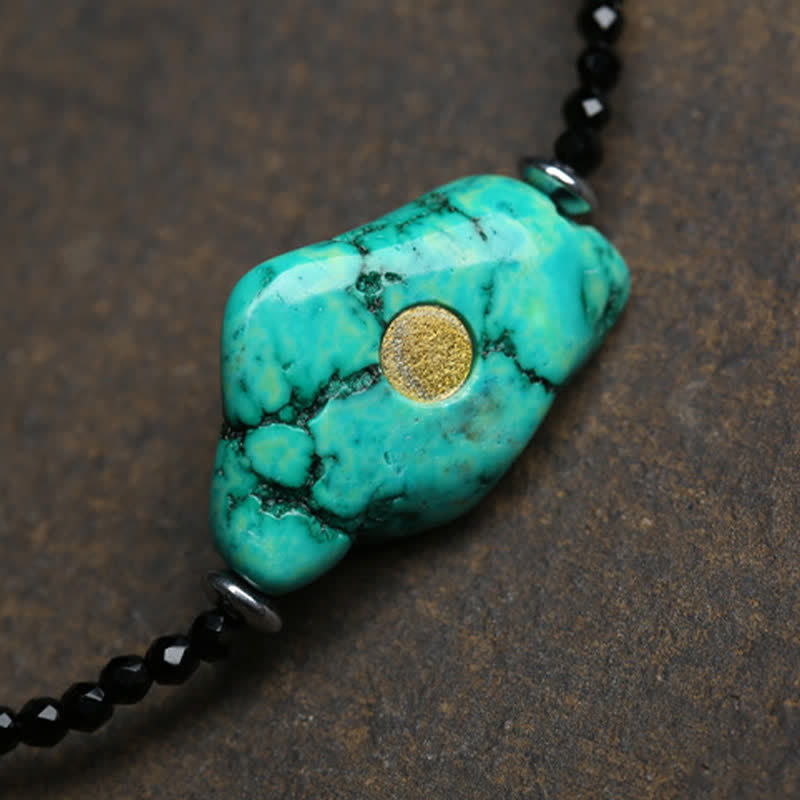 Buddha Stones Collar de fuerza con cuentas de turquesa y espinela negra - image 2