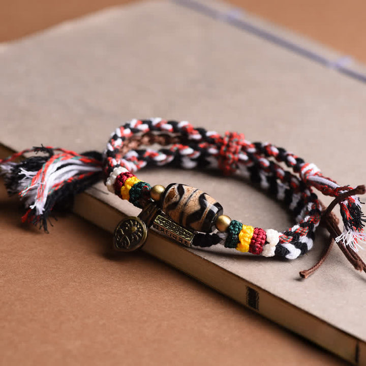 Buddha Stones Pulsera de la paz de cuerda trenzada de doble vuelta con cuentas Dzi Om Mani Padme Hum - image 10