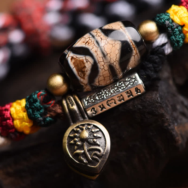 Buddha Stones Pulsera de la paz de cuerda trenzada de doble vuelta con cuentas Dzi Om Mani Padme Hum - image 12